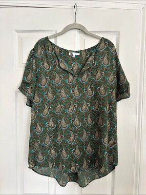 DR2 Paisley Tunic in Blue & Brown Size XL Like New